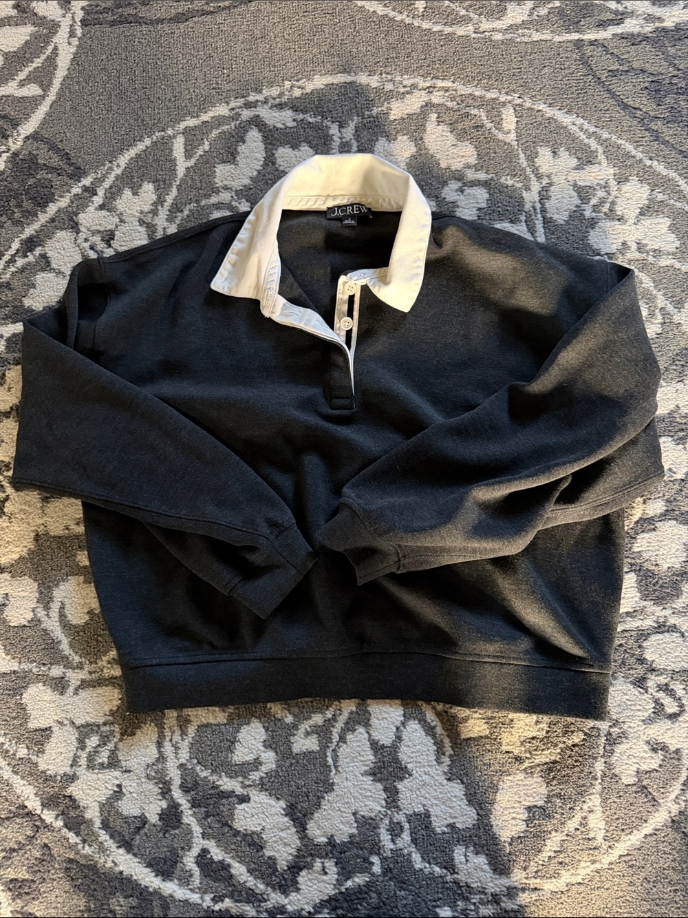 J. Crew Black Crewneck Sweatshirt with White Contrast Collar